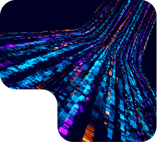 Abstract streams of blue and violet data light representing high-speed semiconductor interconnects