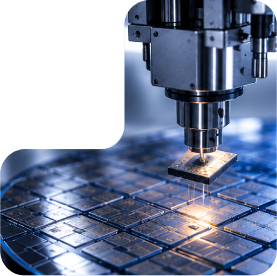Precision semiconductor assembly equipment bonding a chip above an array of silicon dies